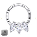 Natural Titanium 3 Marquise Crystal Daith &amp; Septum Piercing Hoop 16G 8MM