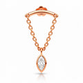 18K Rose Gold Hidden Helix Chain Stud with 4 mm Marquise Natural Diamond