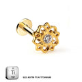 ASTM F136 Titanium 16G (1.2MM) Internally Threaded Royal Flower Piercing Stud