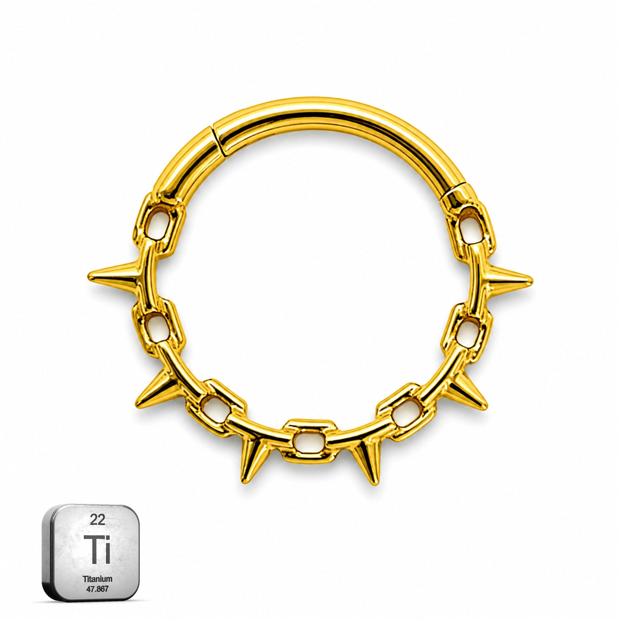 Titanium Spiked Chain-Style Clicker Ring
