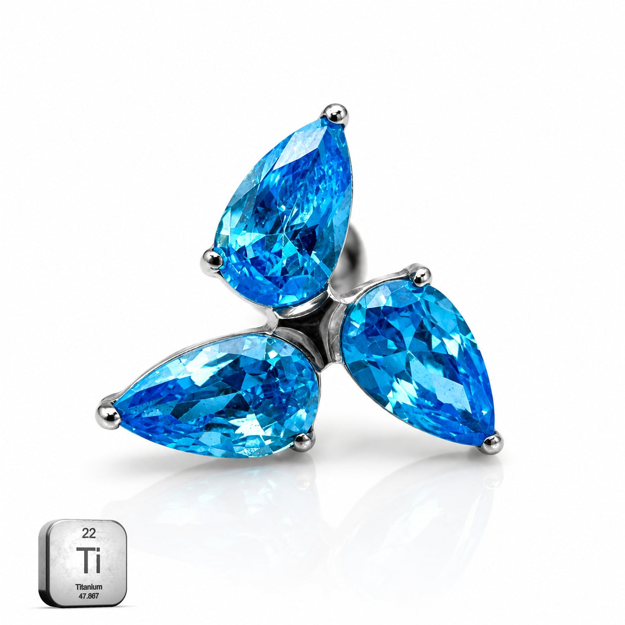 Titanium Trinity Blue Crystal Stud