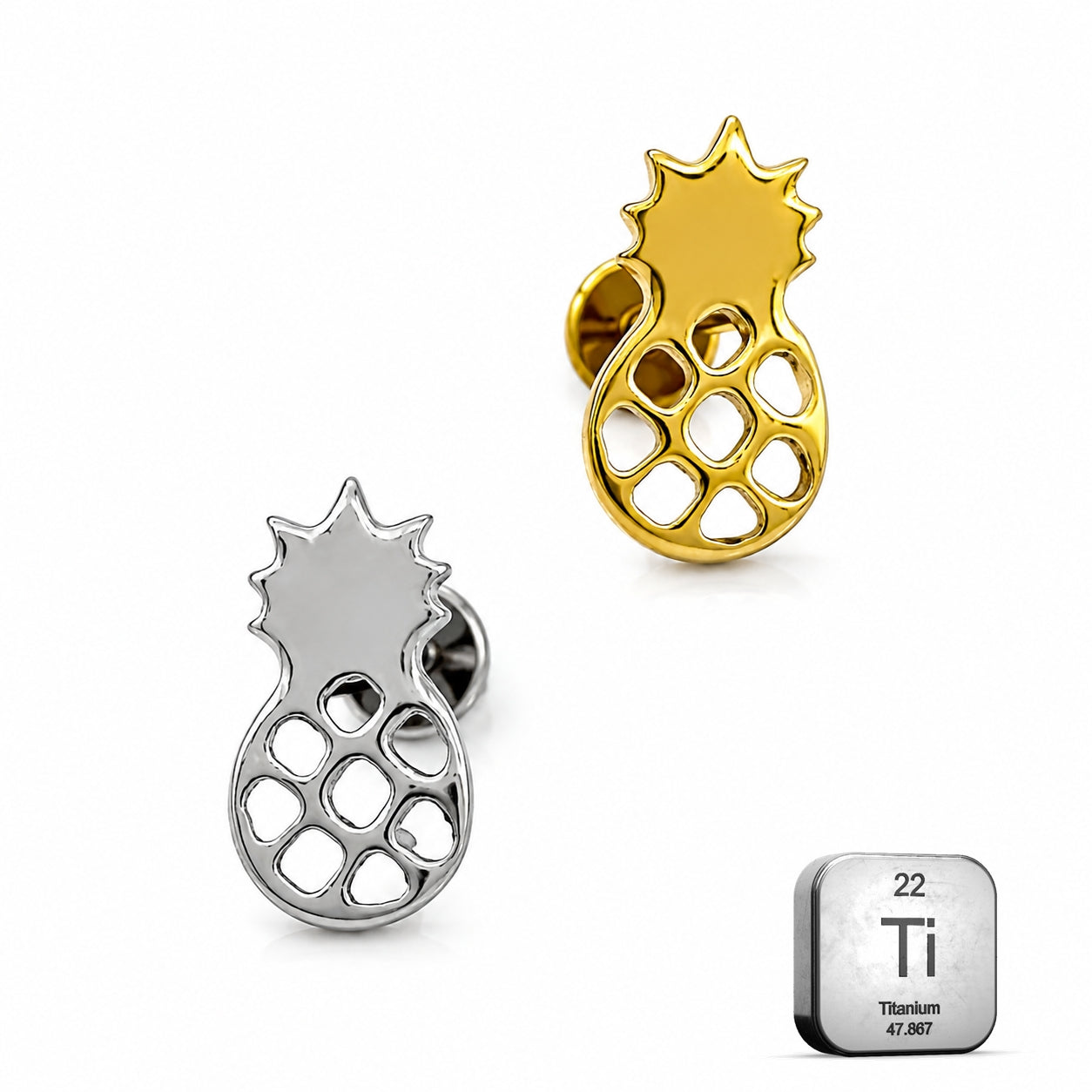 Titanium Pineapple Threadless Stud