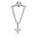 18K White Gold Hidden Helix Chain with Natural Diamond Drop