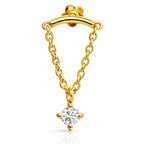 18K Yellow Gold Hidden Helix Chain Stud with Natural Diamond