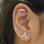 Vertical Helix &amp; Traditional Maharashtrian Bugadi Piercing — 5 CZ Cluster