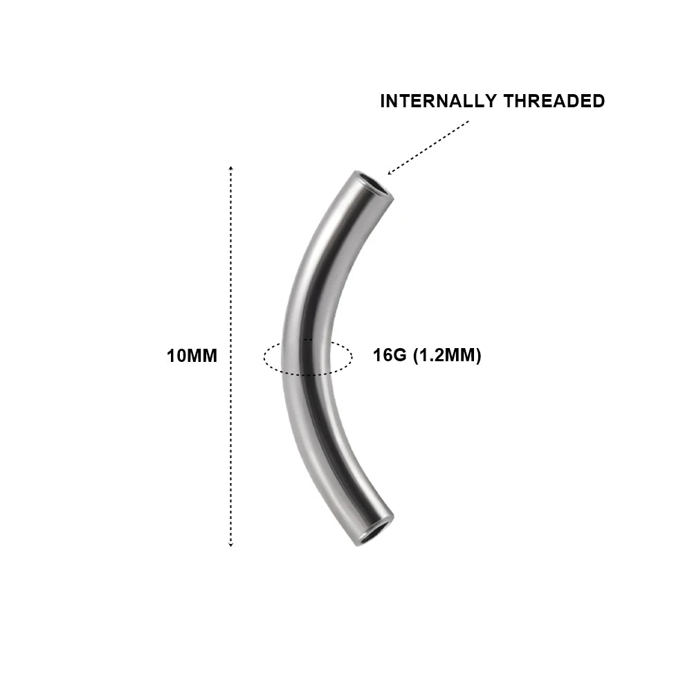 Natural Titanium 16G (1.2MM) Internally Threaded Rook Eyebrow Piercing