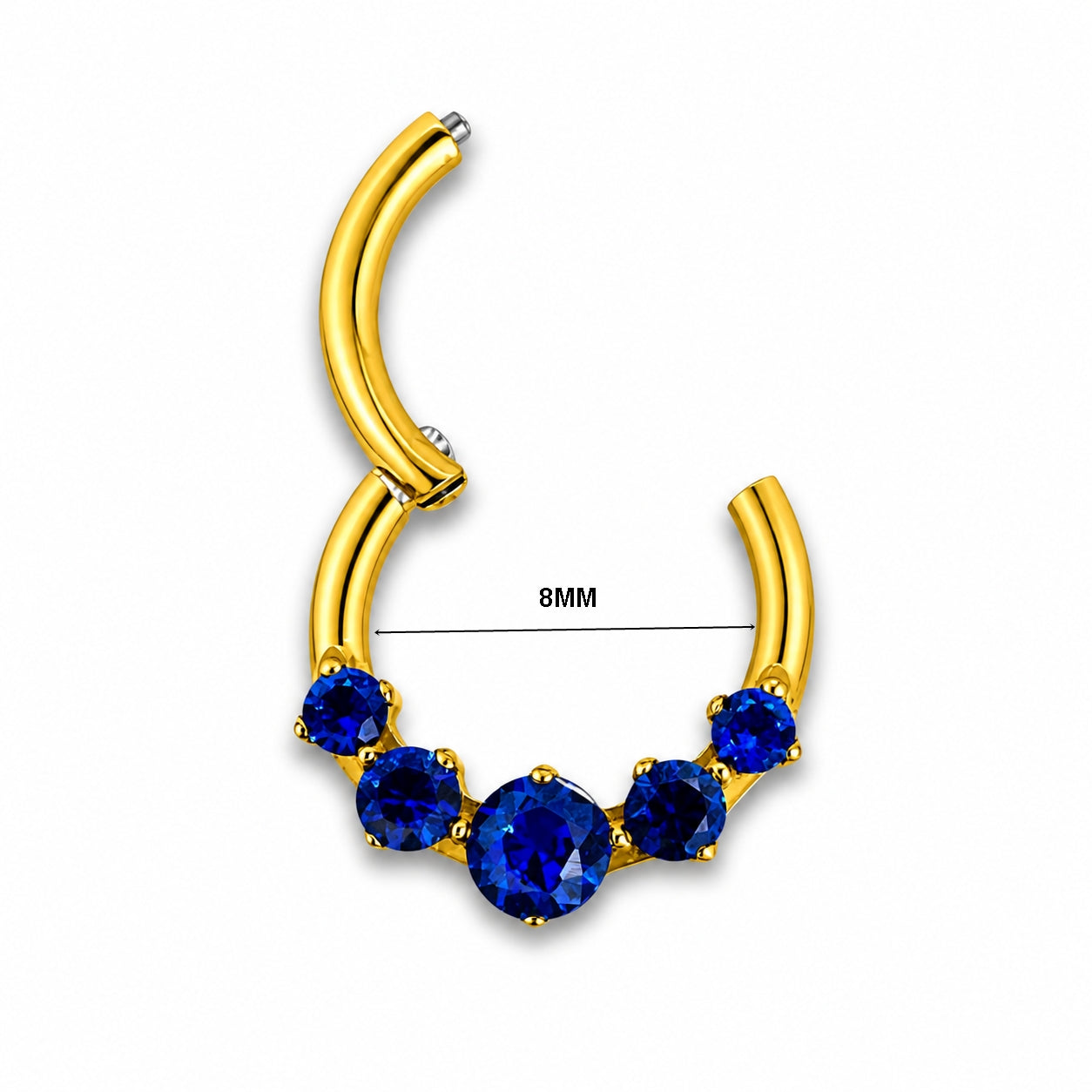 Titanium Blue CZ Clicker Ring – Gold Finish (8mm)