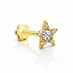 18K Gold Star Moissanite Flat Back Ear Piercing Stud