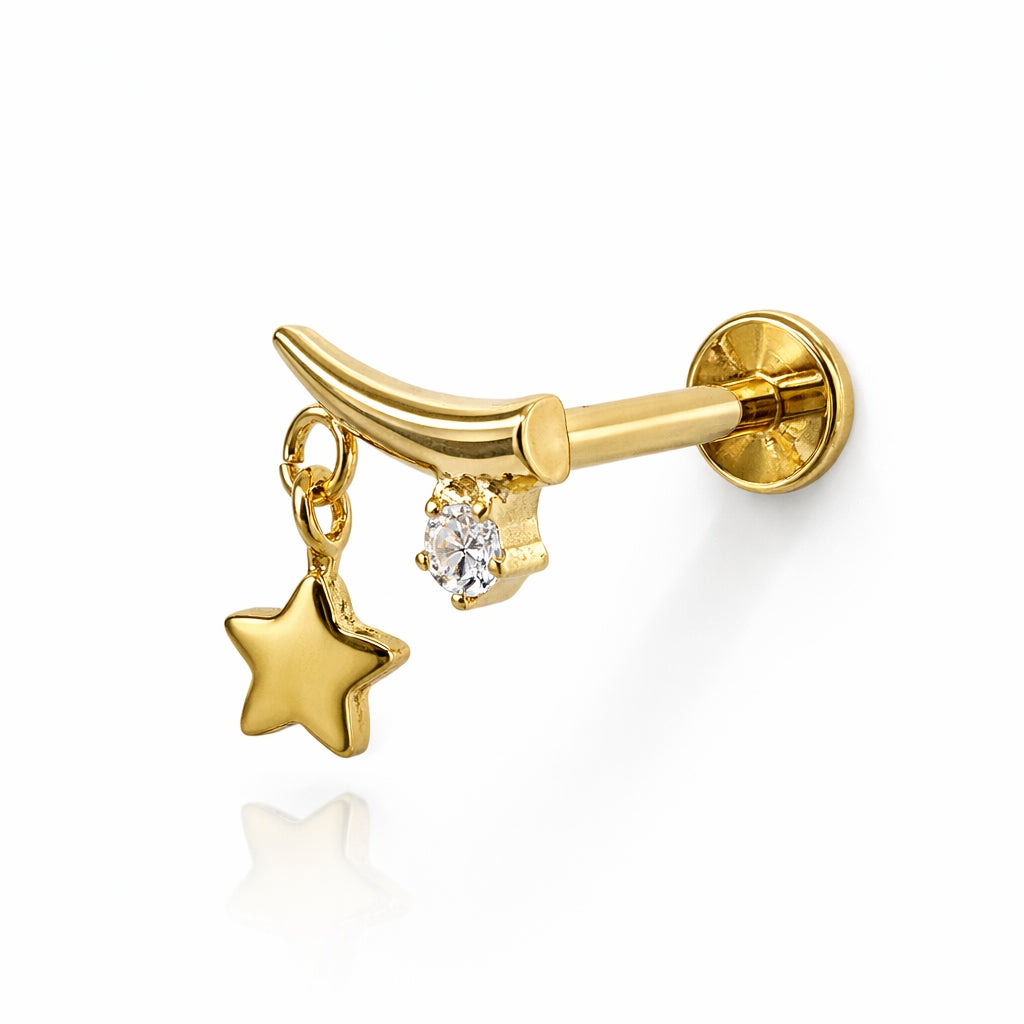 Titanium Star Charm Flat-Back Labret