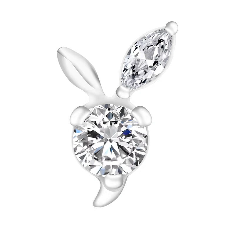 Titanium Internally Threaded Bunny Crystal Labret Stud