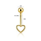 14K Solid Gold Heart Belly Piercing Jewelry – Internal Threaded