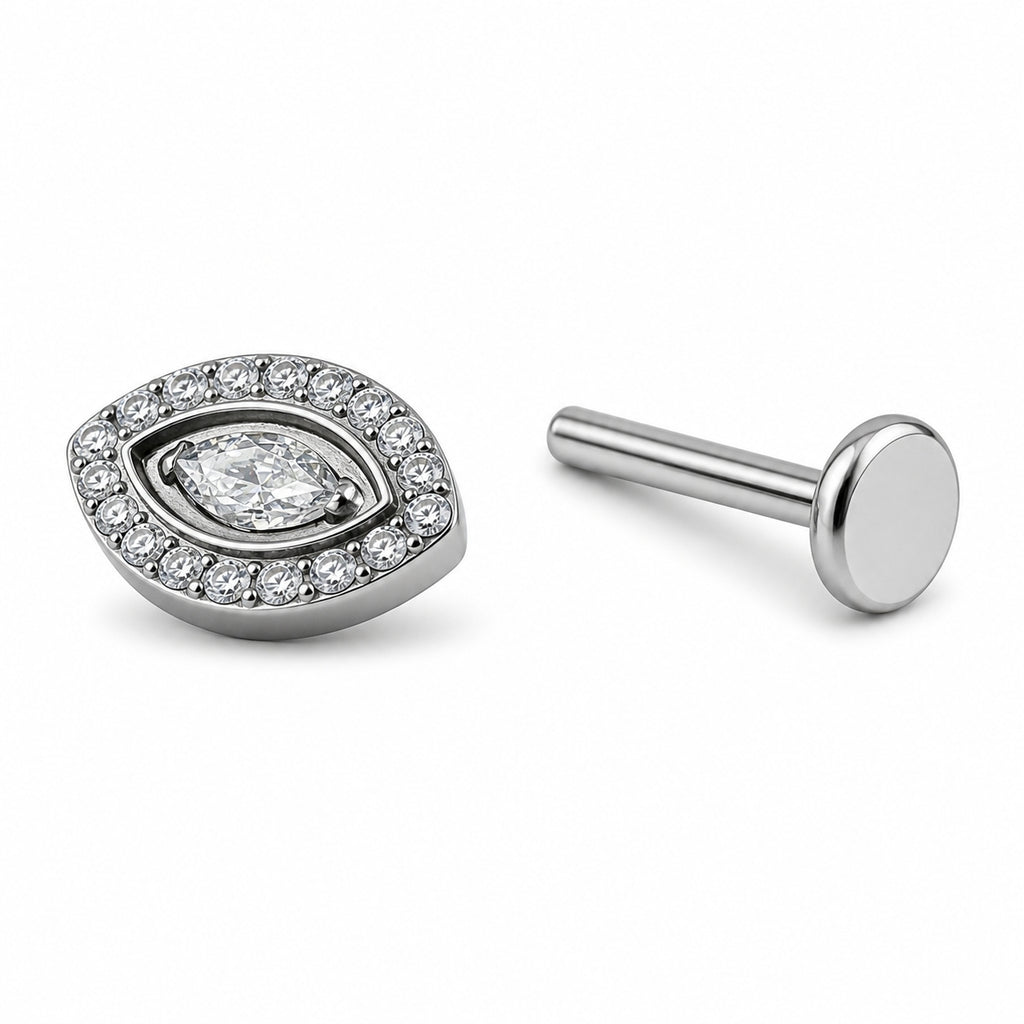Evil Eye Titanium Flat Back Stud