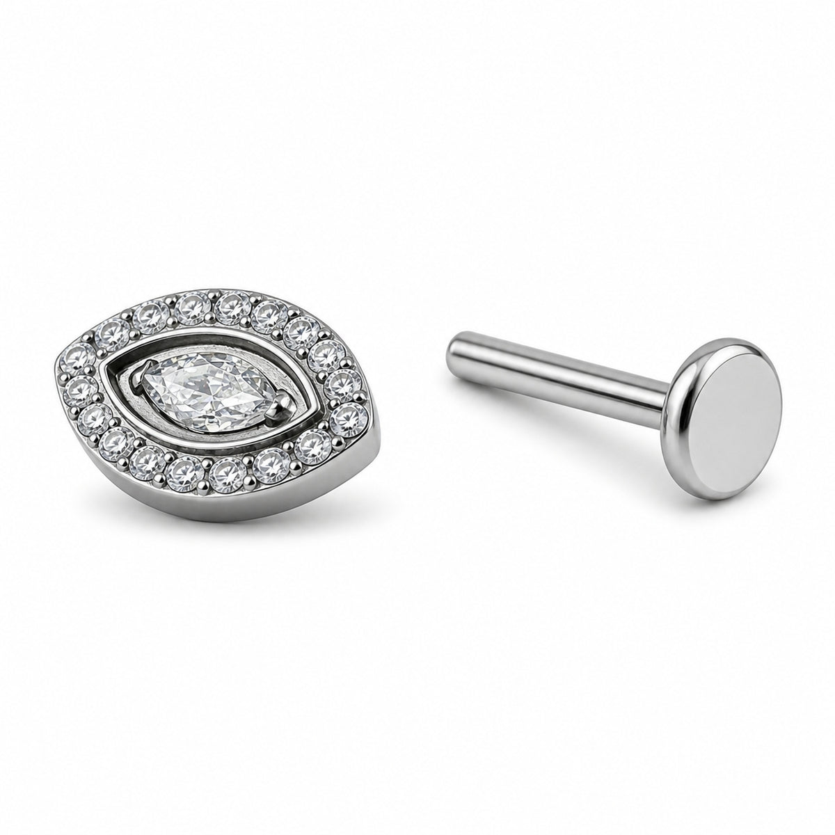 Evil Eye Titanium Flat Back Stud