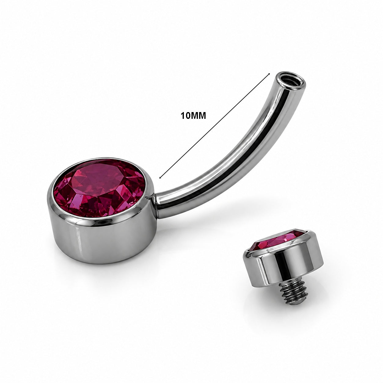 Titanium Belly Piercing with Pink CZ