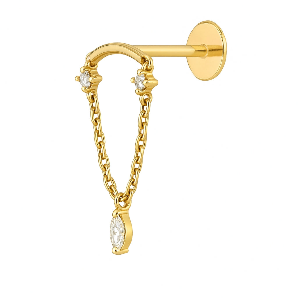 18K Yellow Gold Hidden Helix Piercing with Certified Lab-Grown Diamonds