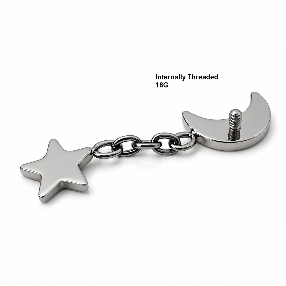 Titanium Moon &amp; Star Dangle Stud