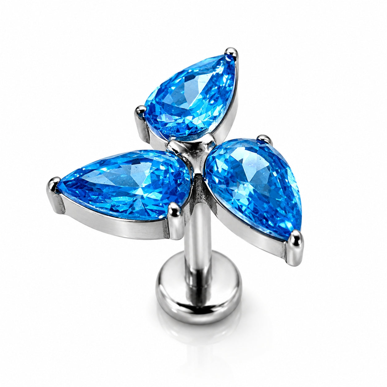 Titanium Trinity Blue Crystal Stud