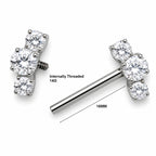 Titanium Triple Crystal Nipple Piercing Barbell