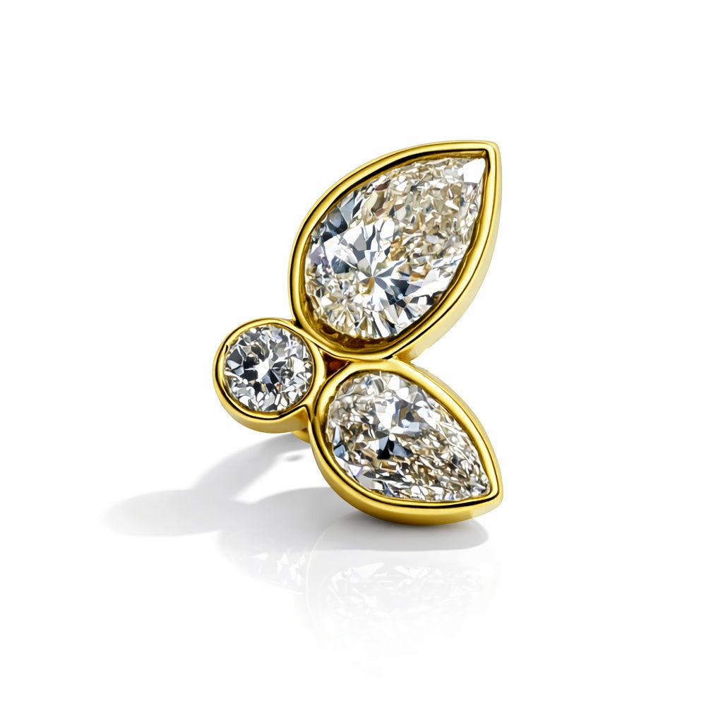 18K Gold Lab-Grown Diamond Leaf Cluster Ear Piercing Stud
