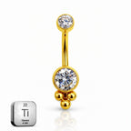 Titanium Belly Button Ring with Triple Ball Accent