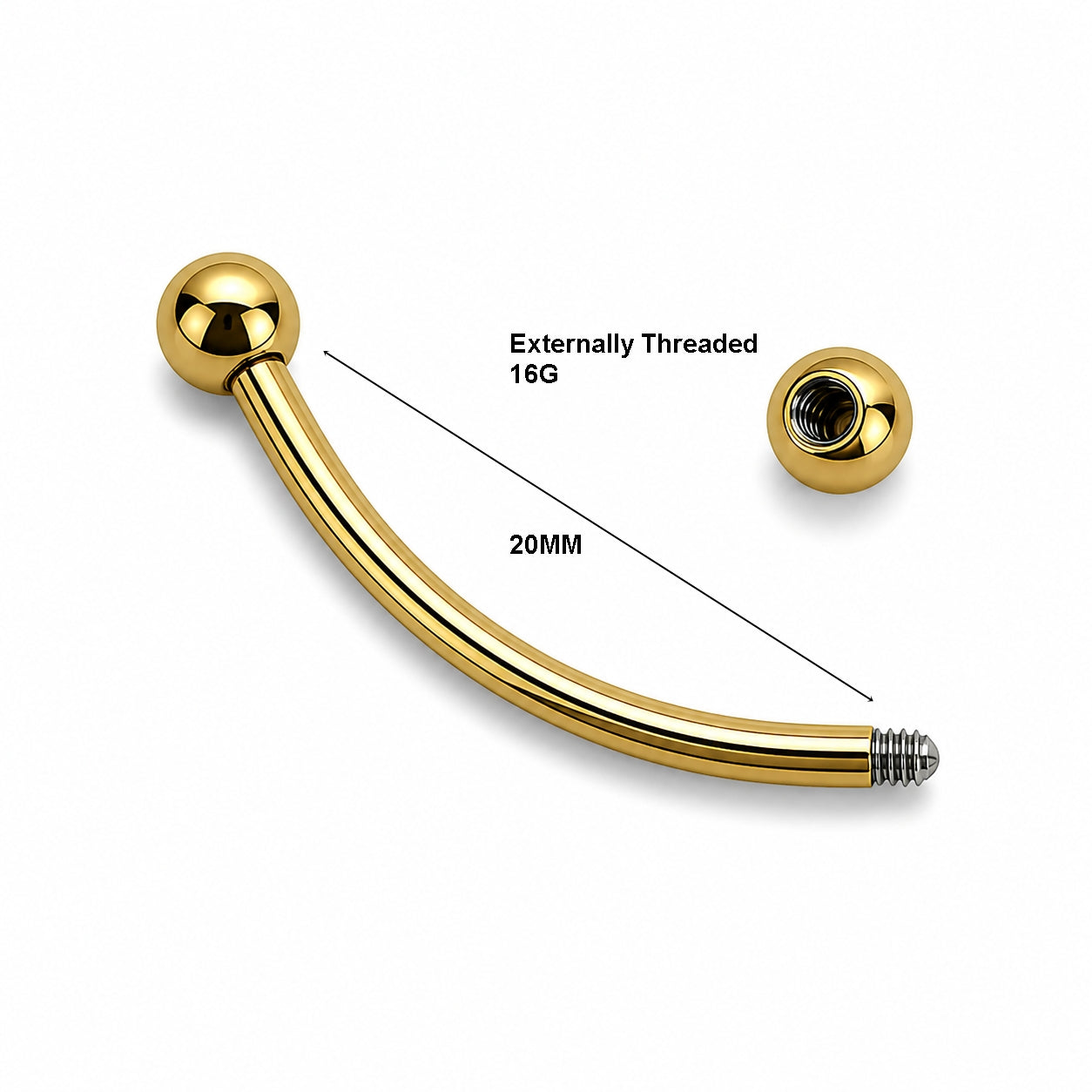 Titanium Curved Barbell for Snake Eye Tongue Piercing