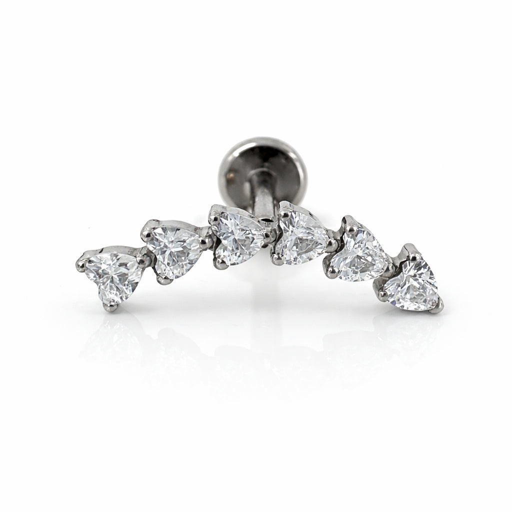 Titanium Heart Cluster Arch Flat Back Stud