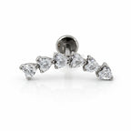 Titanium Heart Cluster Arch Flat Back Stud