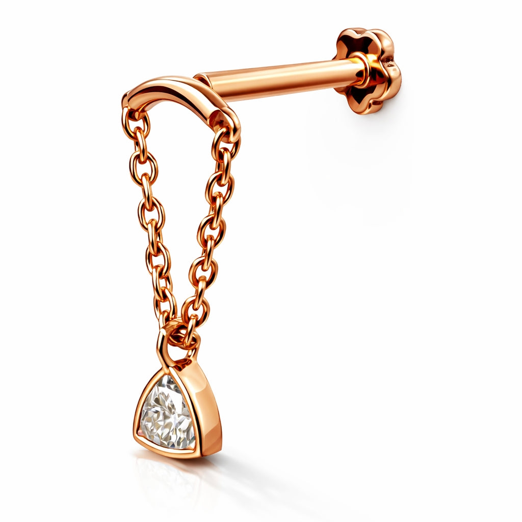18K Rose Gold Trillion Moissanite Hidden Helix