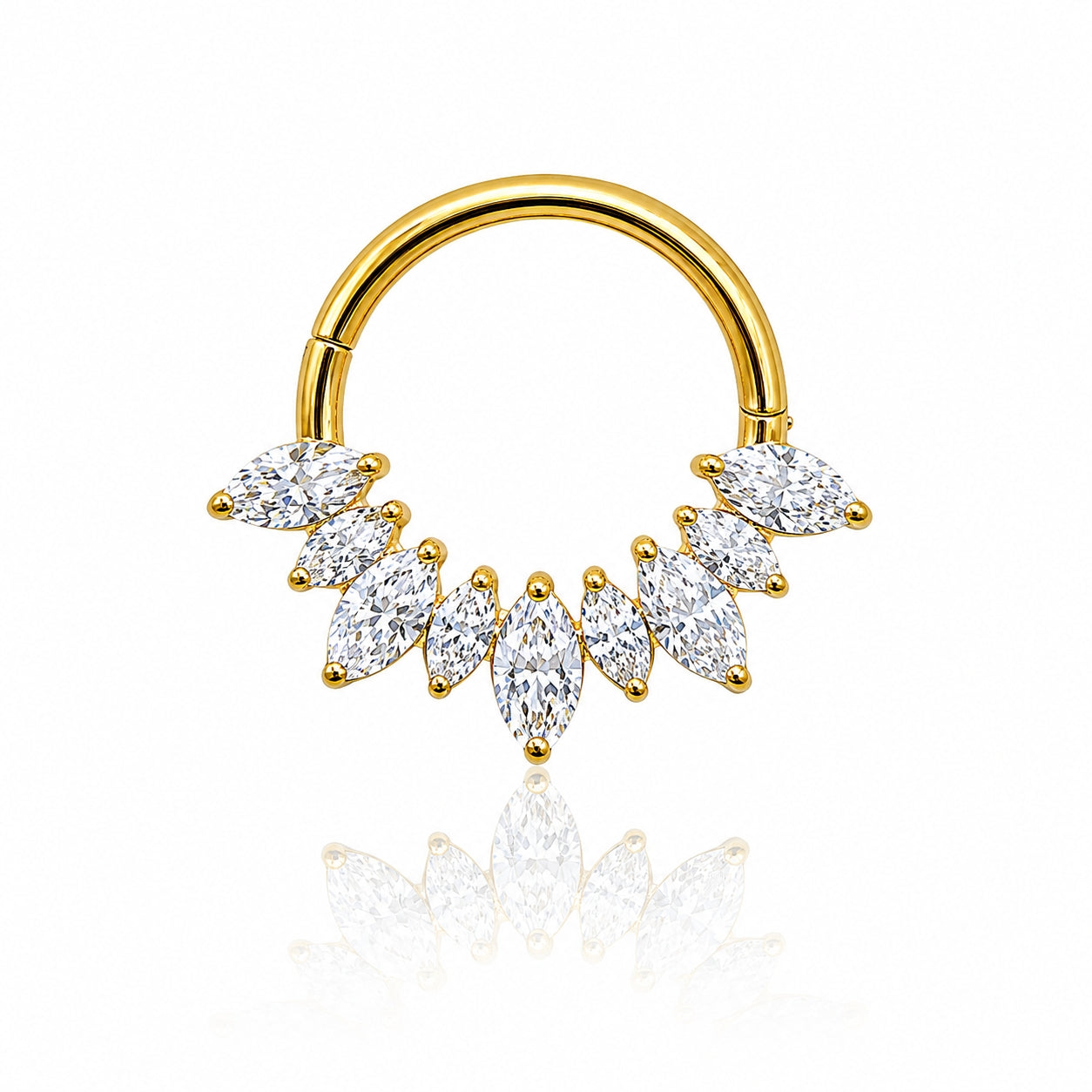 18K Gold Marquise Lab Diamond Daith & Septum Clicker
