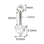 ASTM F136 Titanium 14G (1.6MM) Internally Threaded Triangle Belly Button Piercing 10MM