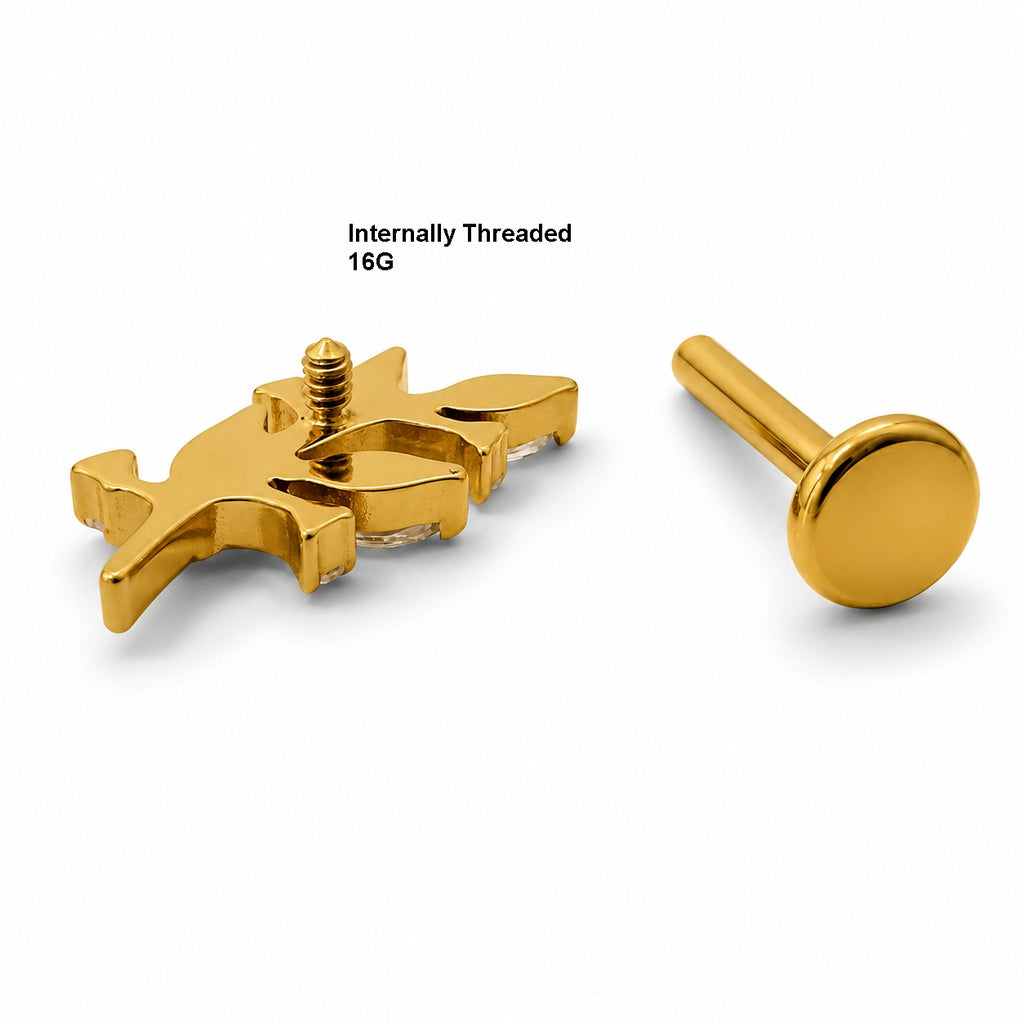 Titanium Leaf Vine Stud
