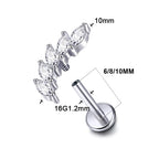 ASTM F136 Titanium 16G (1.2MM) Internally Threaded Curved 5CZ Piercing Stud