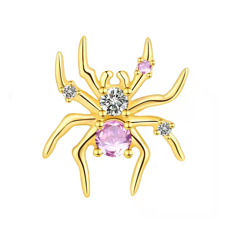 Titanium 16G (1.2MM) Internally Threaded Spider with Pink Crystal Stud