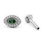 Emerald Evil Eye Titanium Flat Back Stud
