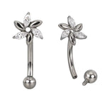 Natural Titanium 16G (1.2MM) Internally Threaded Flower Petal Rook Eyebrow Piercing