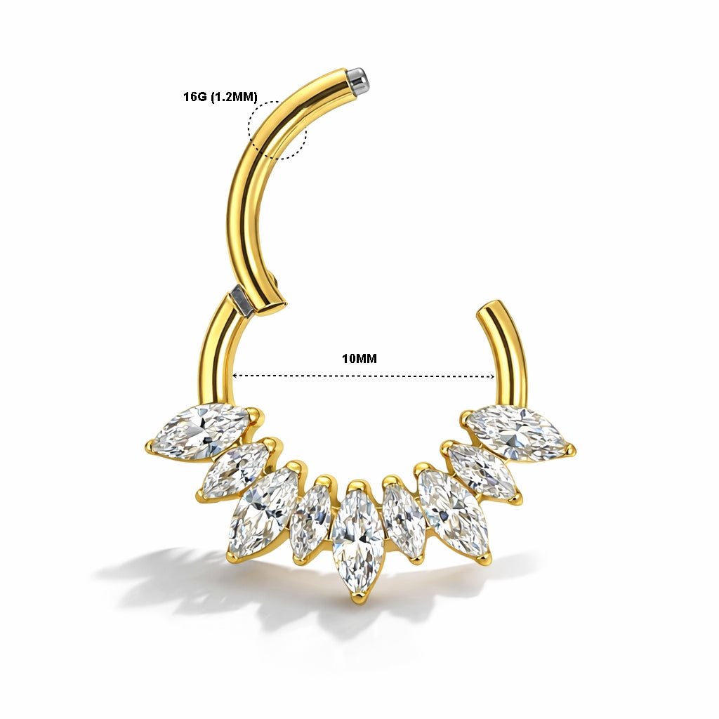 Titanium Hinged Hoop Marquise CZ – 16G | 10mm