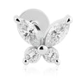 18K White Gold Butterfly Labret with VVS D Color Lab Diamonds