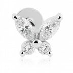18K White Gold Butterfly Labret with VVS D Color Lab Diamonds