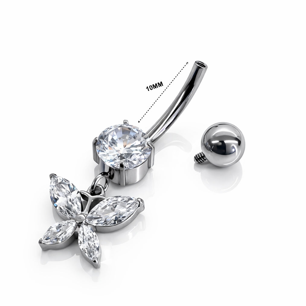 Titanium Butterfly Dangle Belly Bar