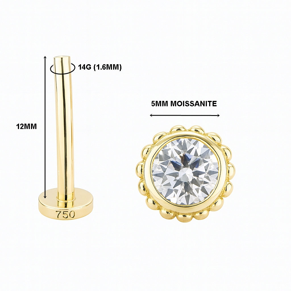 18K Gold Moissanite Floating Belly Piercing