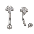 Natural Titanium 16G (1.2MM) Internally Threaded Lotus Rook Eyebrow Piercing