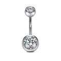 ASTM F136 Titanium 14G (1.6MM) Externally Threaded Round Crystal Belly Button Piercing 10MM