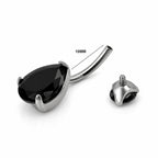 Titanium Belly Piercing – Black Teardrop CZ