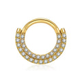 Titanium Front Crystal Daith &amp; Septum Piercing Hoop 16G 8MM