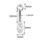 ASTM F136 Titanium 14G (1.6MM) Internally Threaded Slim Belly Button Piercing 10MM