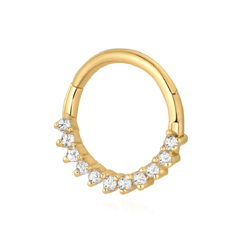Titanium CZ Crown Daith &amp; Septum Piercing Hoop 16G 10MM