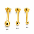 18K Gold Solid Ball Piercing Stud