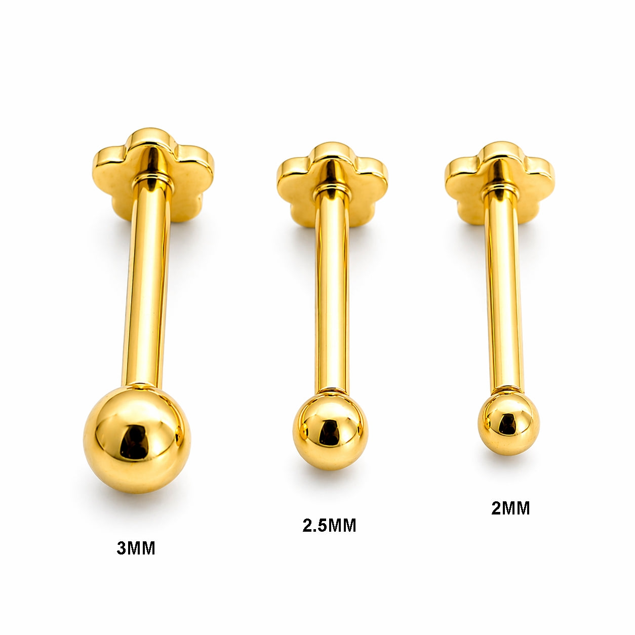 18K Gold Solid Ball Piercing Stud