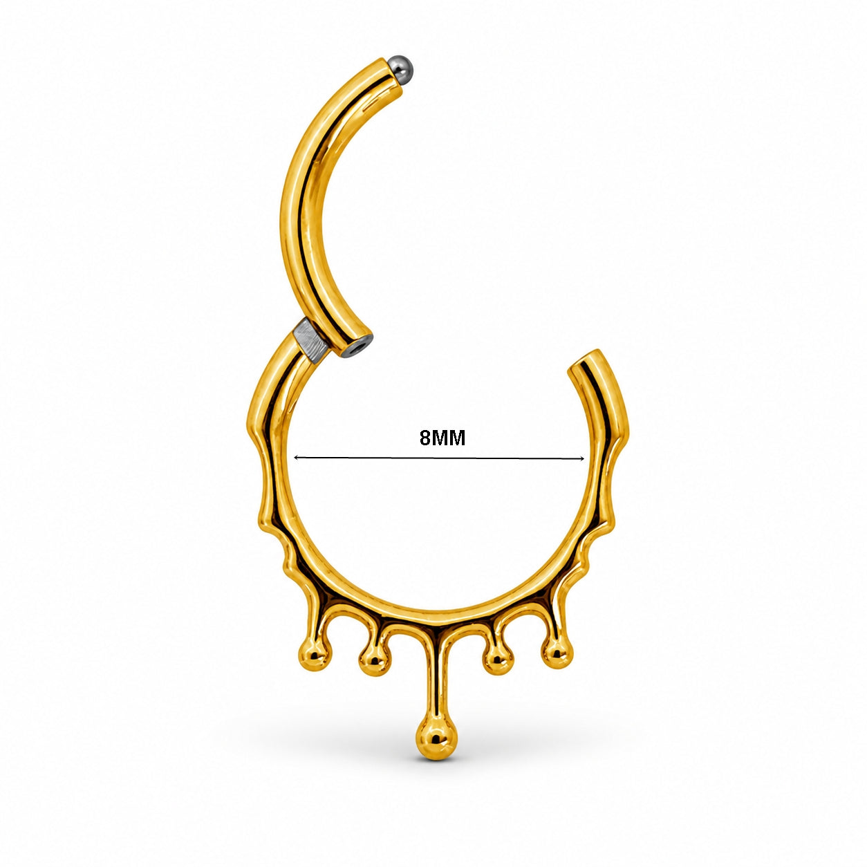 Ornamental Drip Titanium Clicker Ring – Gold Finish (8mm)