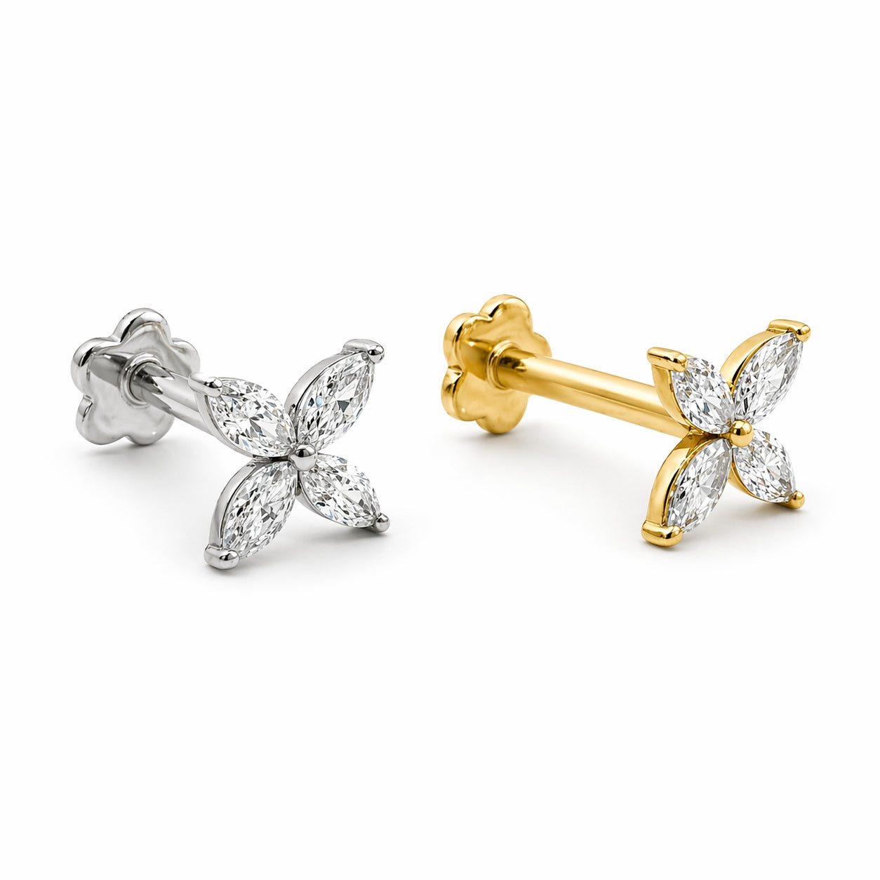 18K Gold Lab Diamond Flat Back Stud